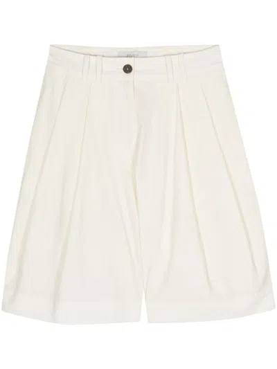 Shop Studio Nicholson Double Pleated Cotton Shorts In White