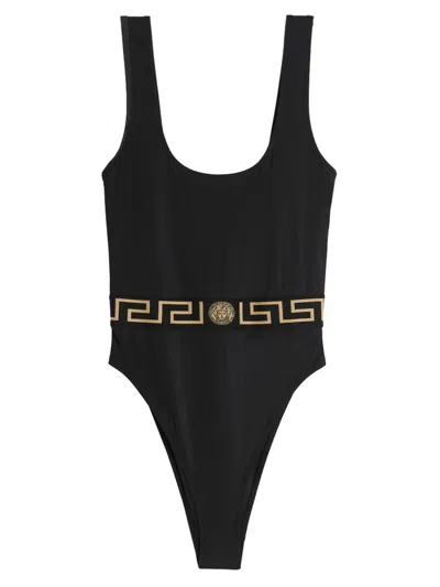 Shop Versace 'greca E Medusa' One-piece Swimsuit In Black