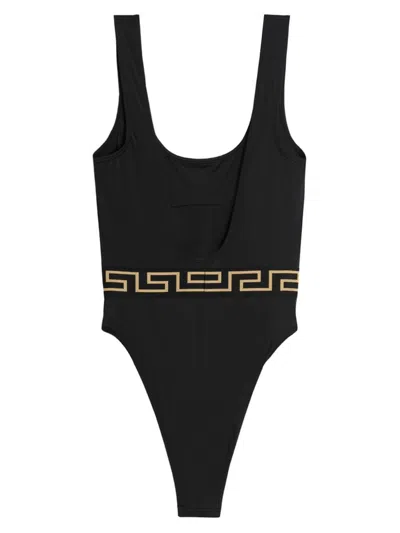 Shop Versace 'greca E Medusa' One-piece Swimsuit In Black