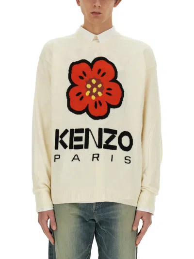Shop Kenzo Jersey With Embroidery Boke Flower In White