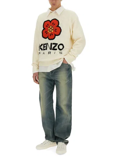 Shop Kenzo Jersey With Embroidery Boke Flower In White