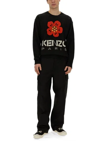 Shop Kenzo Jersey With Embroidery Boke Flower In Black