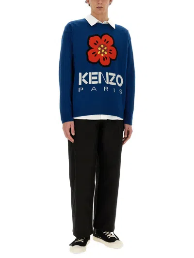 Shop Kenzo Jersey With Embroidery Boke Flower In Blue