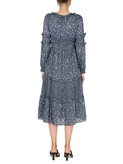 Shop Michael Kors Dress With Floral Print In Blue