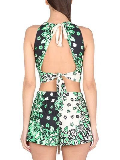 Shop Red Valentino Carre' Bandana Top In Green