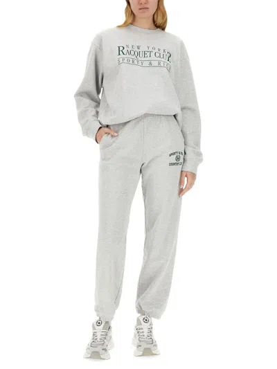 Shop Sporty And Rich Sporty & Rich Jogging Pants With Logo Unisex In Grey