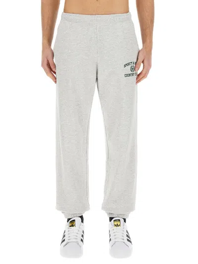 Shop Sporty And Rich Sporty & Rich Jogging Pants With Logo Unisex In Grey