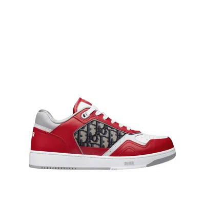 Shop Dior Oblique Leather Sneakers In Red
