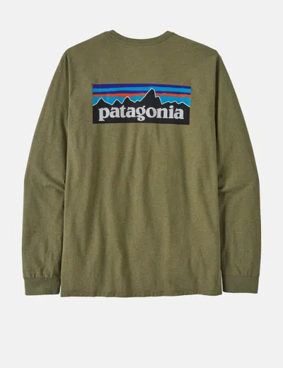 Shop Patagonia P-6 Logo Responsibili-tee Long Sleeve T-shirt In Green