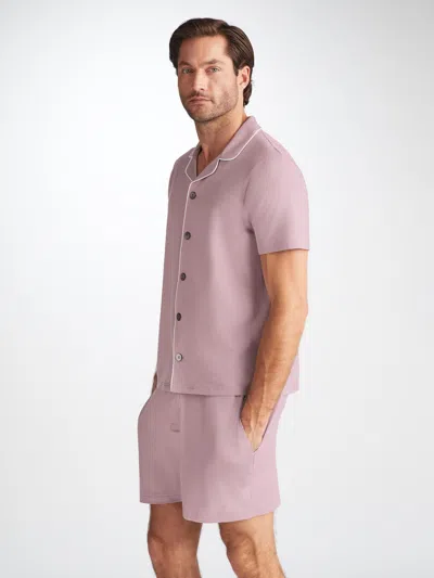 Shop Derek Rose Men's Short Pyjamas Basel Micro Modal Stretch Mauve