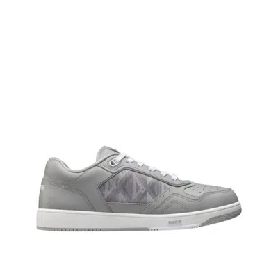 Shop Dior Diamond Leather Sneakers In Gray