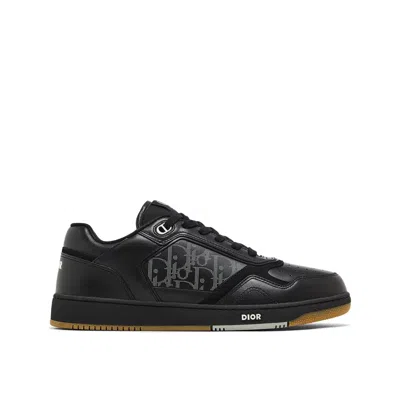 Shop Dior Oblique Leather Sneakers In Black