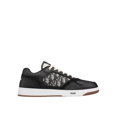 Shop Dior Oblique Leather Sneakers In Black