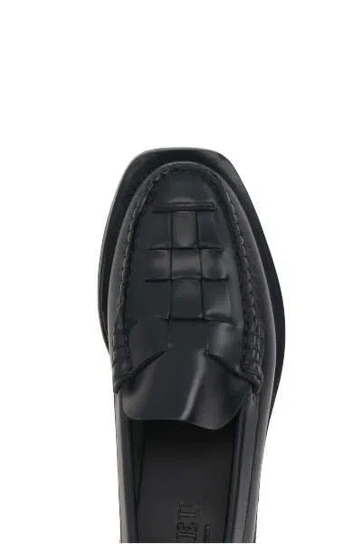 Shop Hereu 'nombela' Black Loafers In Handwoven Leather Woman