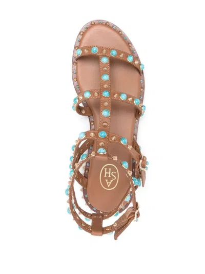 Shop Ash Peps Studded Leather Sandals In Leather Brown