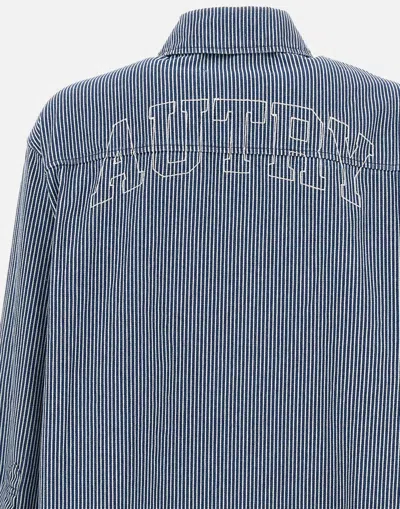 Shop Autry Main Man Apparel Blue And White Striped Cotton Shirt