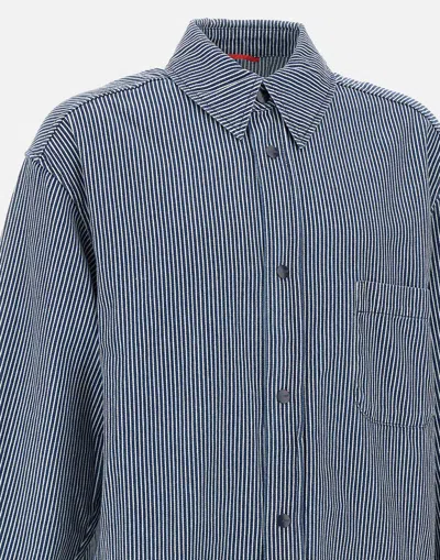 Shop Autry Main Man Apparel Blue And White Striped Cotton Shirt