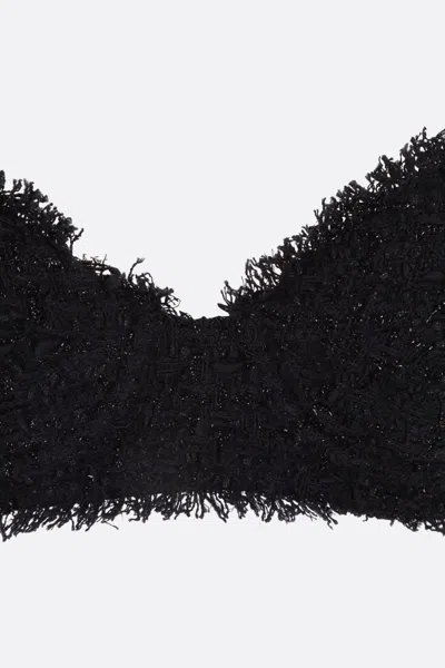 Shop Balenciaga Tweed Top In Black