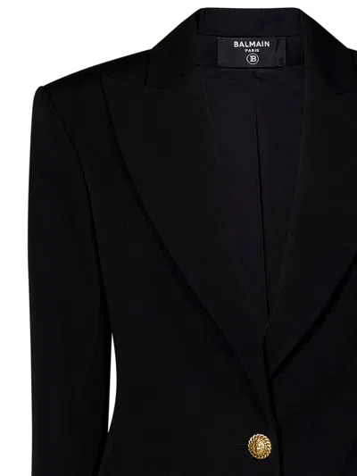Shop Balmain Wool Single Breasted Jacket In Black