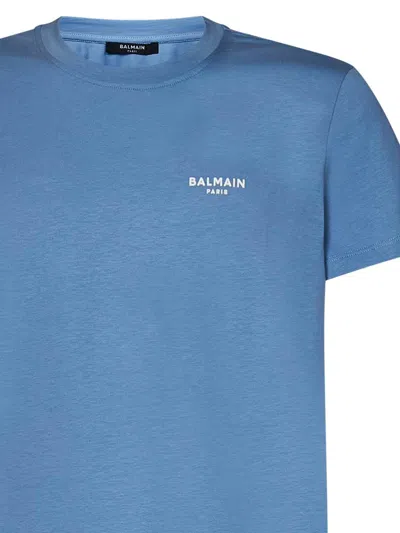 Shop Balmain Paris T-shirt In Clear Blue