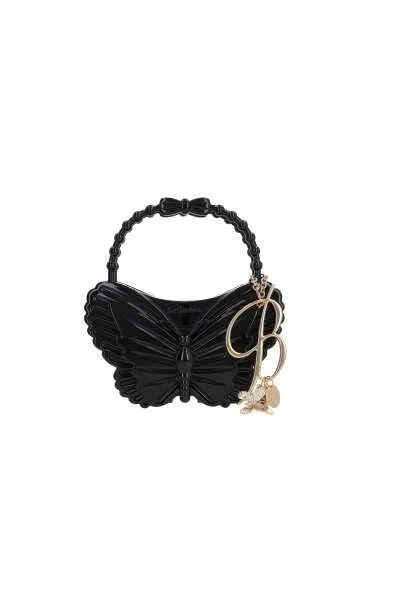 Shop Blumarine Butterfly Shaped Handbag In Black