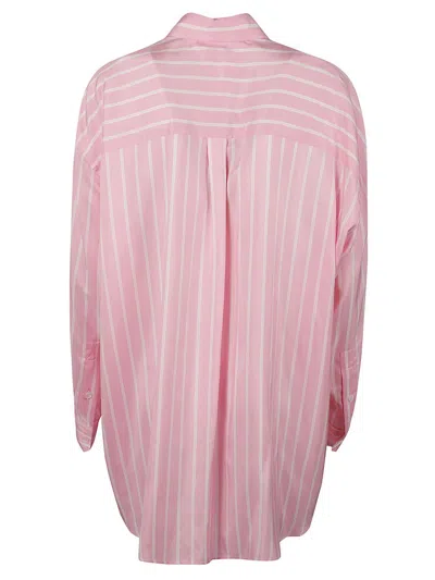 Shop Bottega Veneta Striped Silk Shirt In Off White/blush