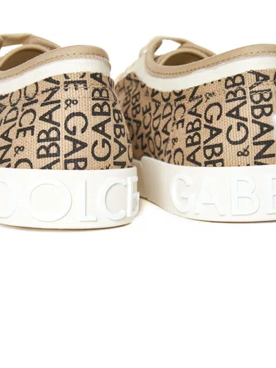 Shop Dolce & Gabbana Beige Fabric Sneakers