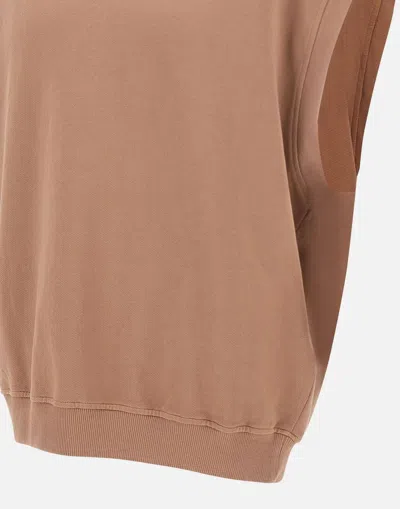 Shop Emporio Armani Organic Cotton Hooded Sweatshirt In Light Camel Color In Brown