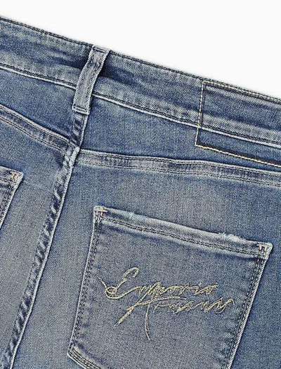 Shop Emporio Armani Skinny Denim Jeans In Clear Blue