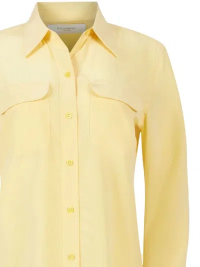 Shop Equipment Slim Fit Silk Shirt In Yellow