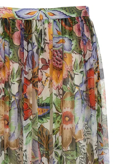 Shop Etro Long Floral Skirt In Multicolour