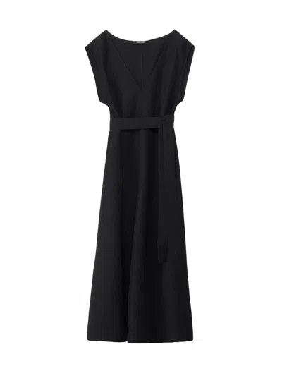 Shop Fabiana Filippi V-necked Midi Dress In Black