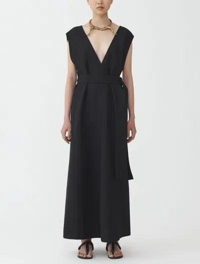 Shop Fabiana Filippi V-necked Midi Dress In Black