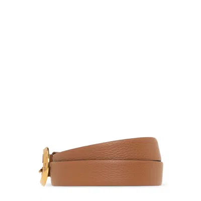 Shop Ferragamo Gancini Leather Belt In Leather Brown