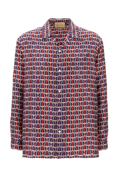 Shop Gucci Shirts In Blue/red/mc