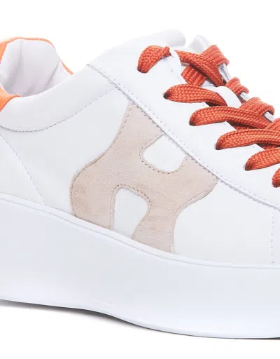 Shop Hogan Sneakers In White/orange/beige