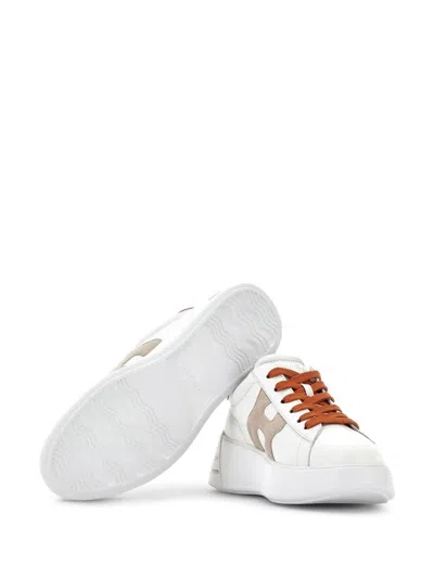 Shop Hogan Sneakers In White/orange/beige