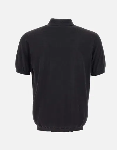 Shop Kangra Cashmere Cotton And Silk Black Polo Shirt
