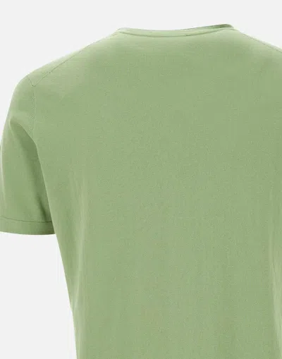 Shop Kangra Cashmere Cotton T-shirt In Sage Green Regular Fit