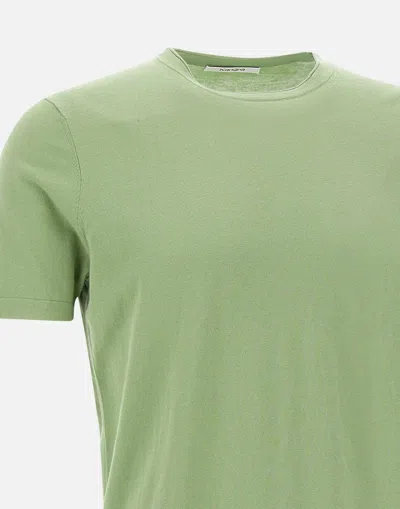 Shop Kangra Cashmere Cotton T-shirt In Sage Green Regular Fit