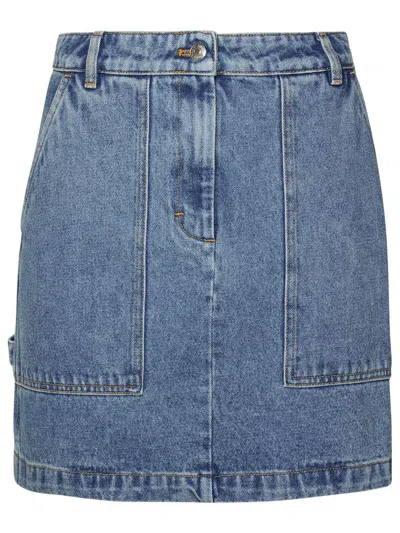 Shop Maison Kitsuné Denim Mini Skirt