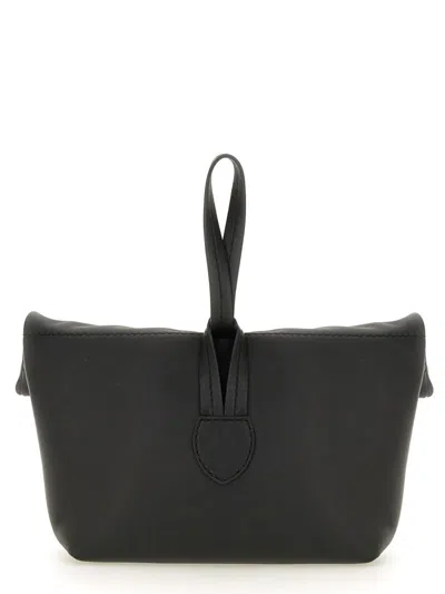 Maison Margiela Rectangular Leather Clutch Loop Handle In Black