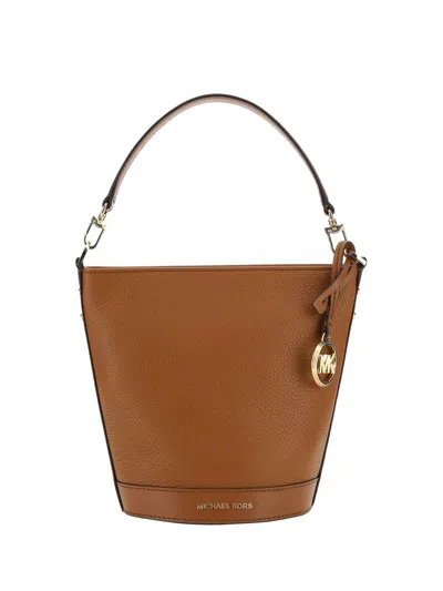 Shop Michael Kors Townsend Leather Bucket Bag In Saddle Brown