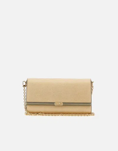 Shop Michael Kors Golden Leather Mona Clutch Bag