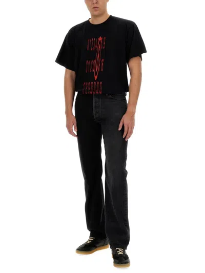 Shop Mm6 Maison Margiela Jeans In Denim In Black+grey