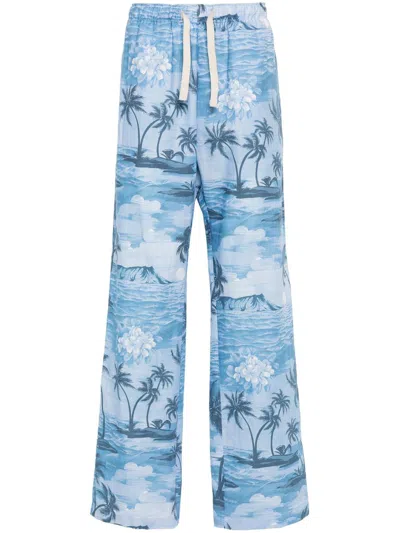 Shop Palm Angels Pants In Blue