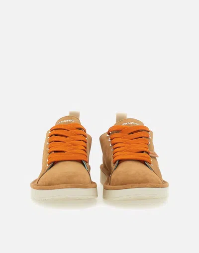 Shop Pànchic P01 Biscuit Suede Orange Sneakers In Beige/orange