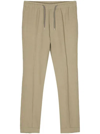 Shop Paul Smith Drawstring-waist Linen Trousers In Brown