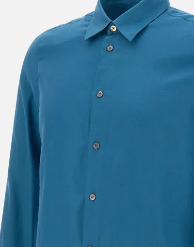 Shop Paul Smith Slim Fit Cotton Blend Petrol Shirt With Mother-of-pearl Buttons In Blue