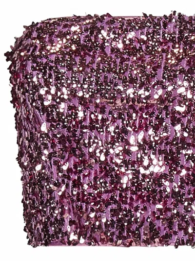 Shop Rotate Birger Christensen Pink Crop Top With All-over Sequins In Recycled Fabric Woman In Fuchsia
